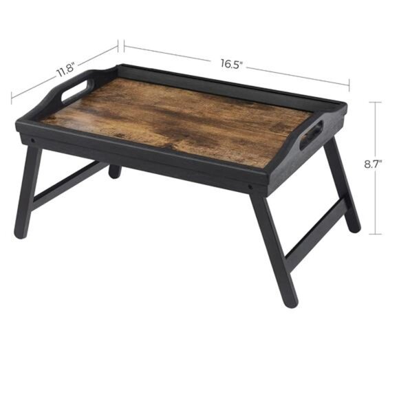 Bed Tray Table with Folding Legs Breakfast Tray Laptop Tray Sofa Tray Rustic - Picture 3 of 8